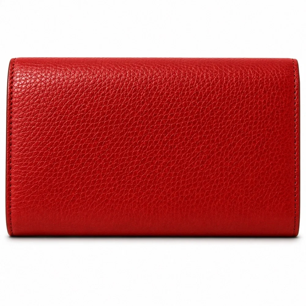 Gucci Red Pebbled Leather Continental Wallet with Lion Head - Picture 2 of 4